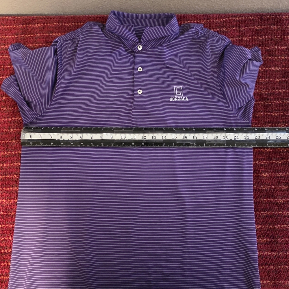 Johnnie-O Gonzaga Polo Large Purple Stripe Golf Stretch Athletic - Picture 6 of 8